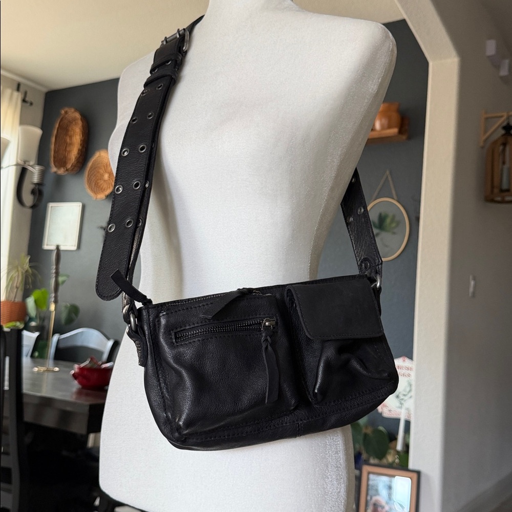 Free People Black Leather Crossbody Bag
